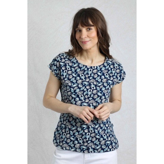 Paw Paw Organic Printed Top - Ocean Blue