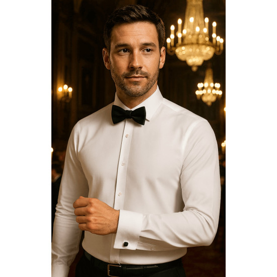 Peter England Shirt White Tailored Fit Double Cuff