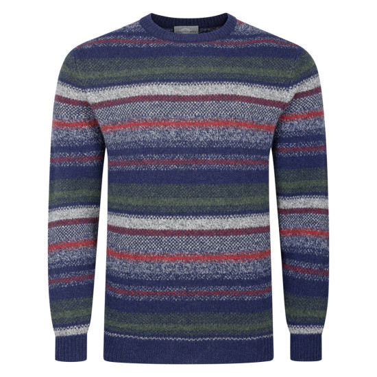 Peter Gribby Striped Crew Neck Jumper Navybase