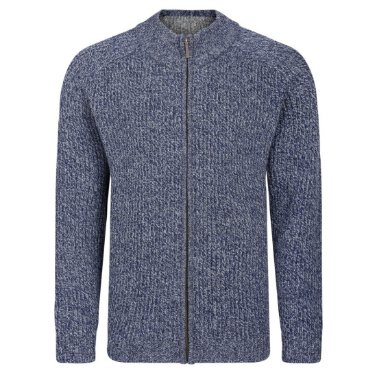 Peter Gribby Ribbed Zipper Jumper Blue Marl