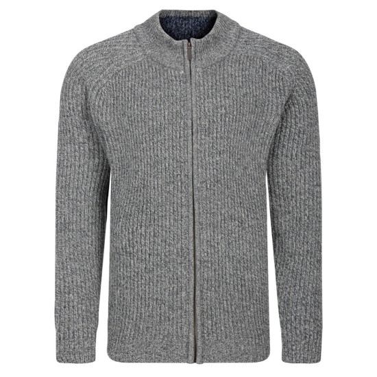 Peter Gribby Ribbed Zipper Jacket Grey Marl