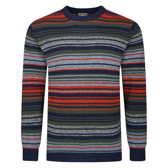 Peter Gribby Striped Crew Neck Jumper Navybase