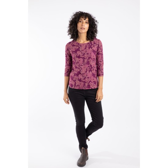 Pinto Printed Jersey Tee- Plum