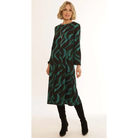 Ponte Zebra Midi Dress- Jade
