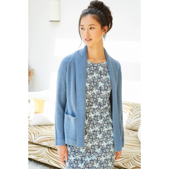 Reverse Knit Edge-Edge Cardigan- Ensign Blue Mel