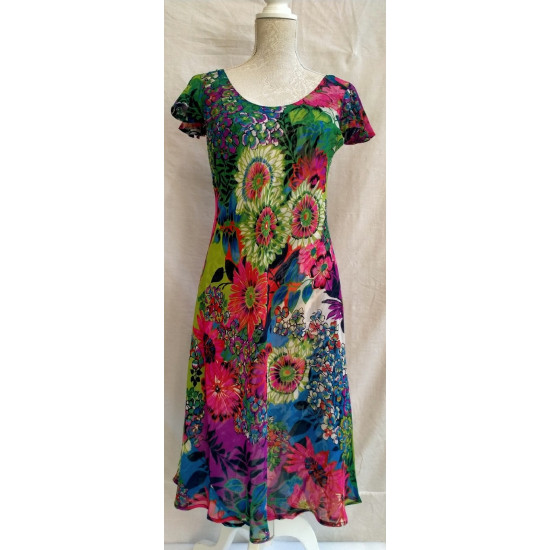 Reversible Multi Print Knee Length Dress