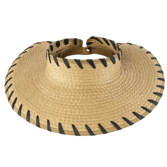 Roll-Up Straw Stitch Visor - One Size