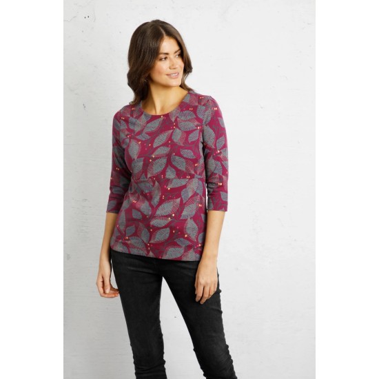 Saffia Printed Sparkle Top -Purple Wine