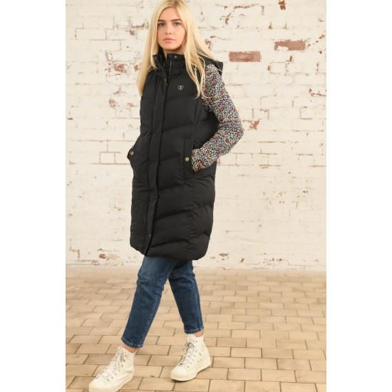 Savannah Long Gilet- Black