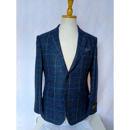 Scott Checked Jacket - Navy