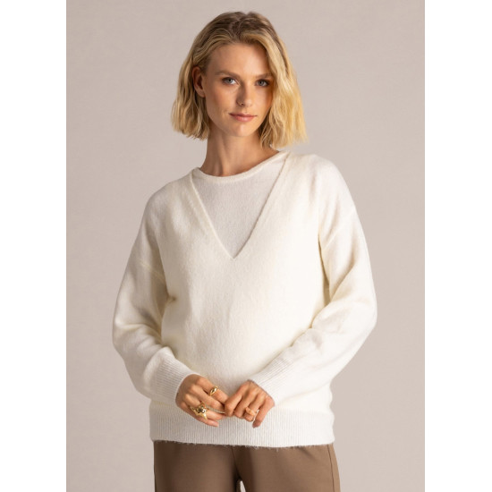 Shira Layered Jumper- Beige Cream