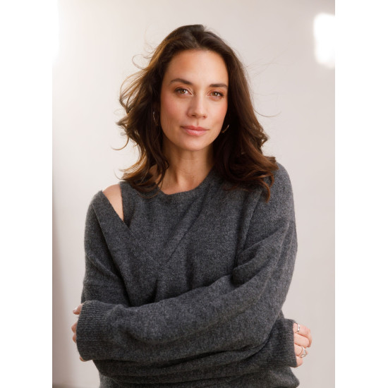 Shira Layered Jumper- Dark Grey  Mel
