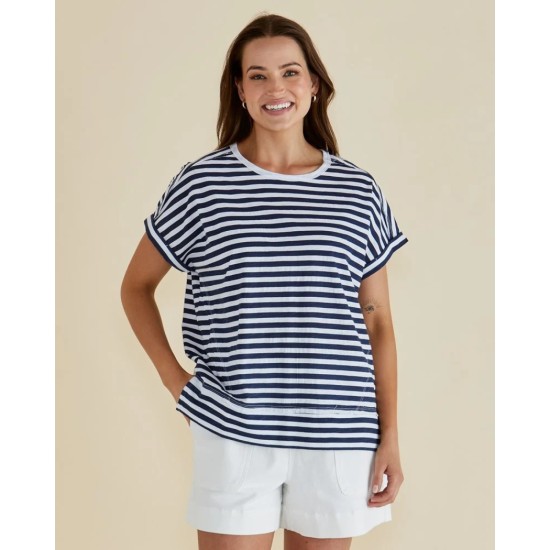 Shirley S/S Tee- Navy Stripe