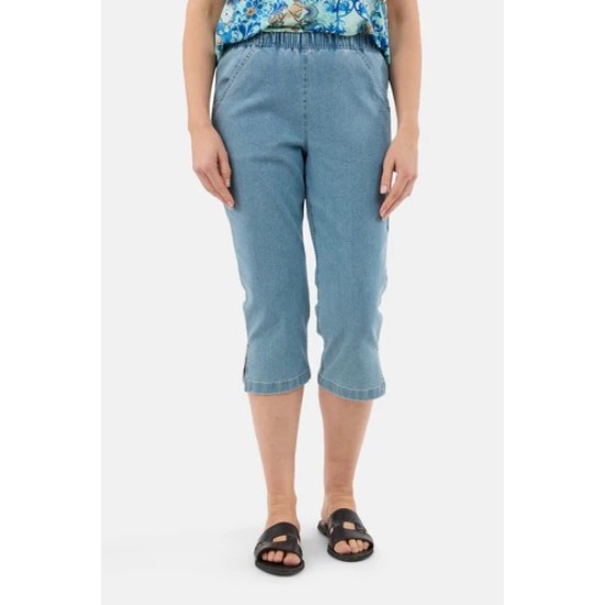 Signature Elasticated Capri Trousers- Lt Denim