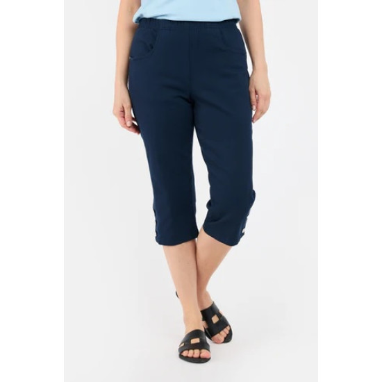 Signature Elasticated Capri Trousers- Navy