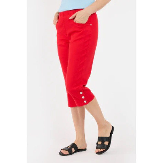Signature Elasticated Capri Trousers- Tomato