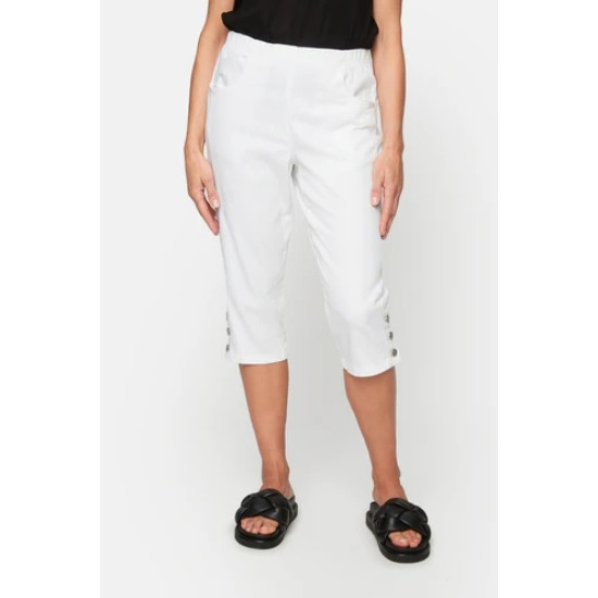 Signature Elasticated Capri Trousers- White
