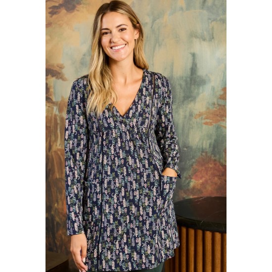 Sleeping Bunnies X/Neck Tunic- Copen Blue Multi