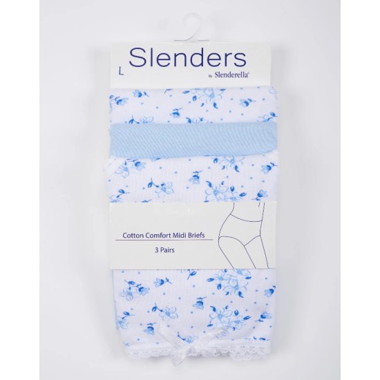 Slenders Cotton Full Briefs 3Pk- Blue Mix