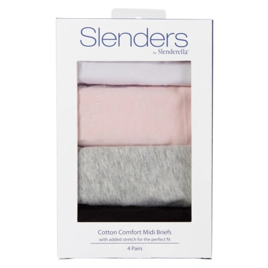 Slenders Cotton Midi Briefs 4pk -  Mix