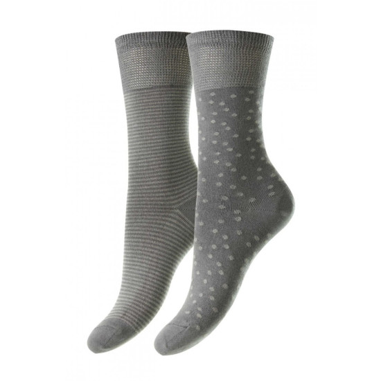 Spot/Stripe Bamboo Comfort Top 2 Pk-Grey