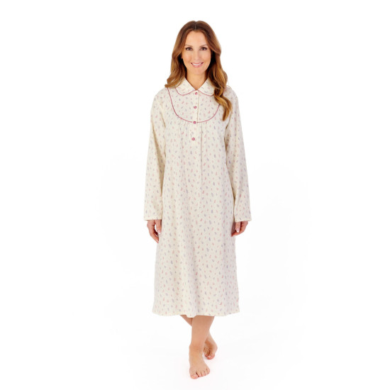 Sprig Brushed Cotton Collar Nightie- Pink