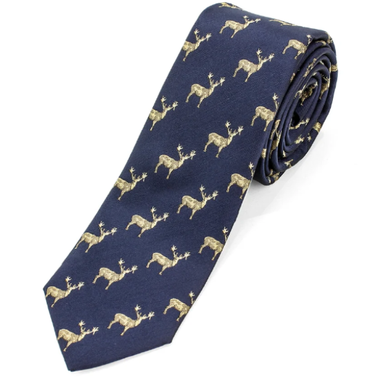 Stag Microfibre Tie- Navy