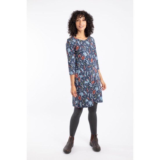 Starshine Printed Jersey Dress- Navy/Blue