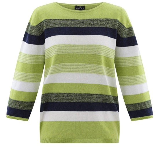 Stripe 3/4 Sleeve Jumper- Bitter Lime Mix