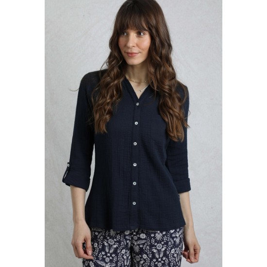 Suria Organic Shirt- Navy