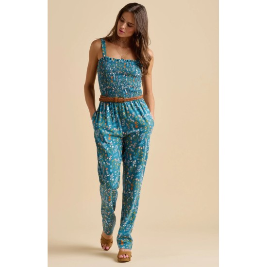 Teal Shoreline Meadow Jumpsuit