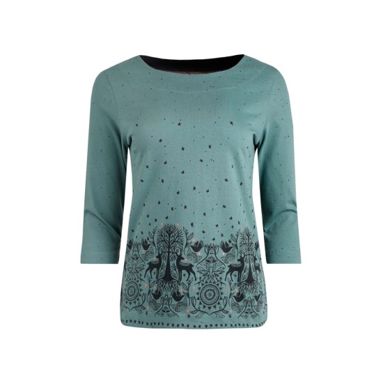 Telluride Organic Print Top- Stone Blue