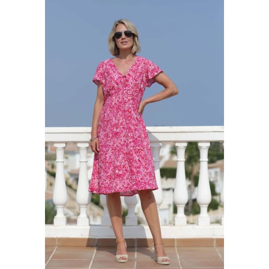 Tonal Flower Dress- Pink