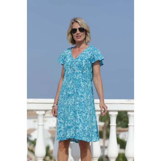 Tonal Flower Dress- Sea Green