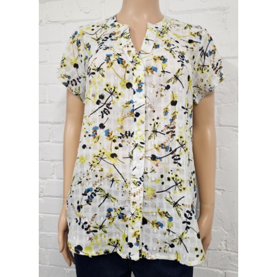 Floral R/Neck Blouse- Lime Multi