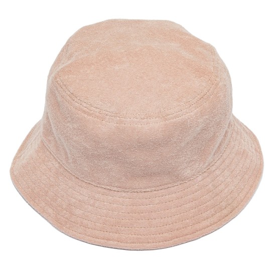 Towelling Floppy Bucket Hat - Pink-  One Size