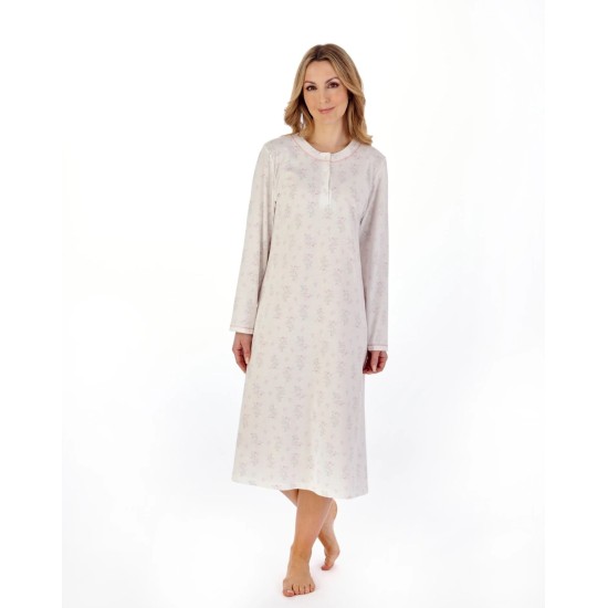 Trailing Floral L/s Nightdress -Ivory