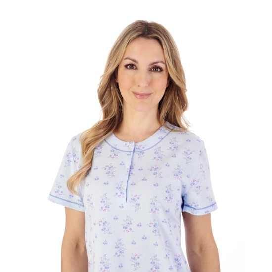 Trailing Floral S/s Nightdress -Blue