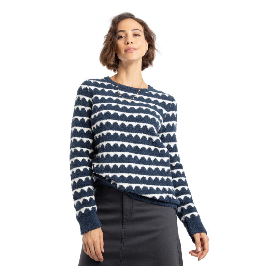 Tyla Cosy Knit Scalloped Jumper- Navy