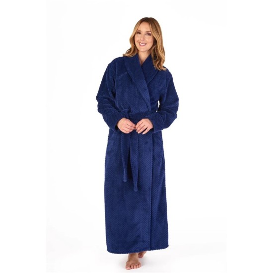  Waffle Fleece Wrap Dressing Gown- Navy