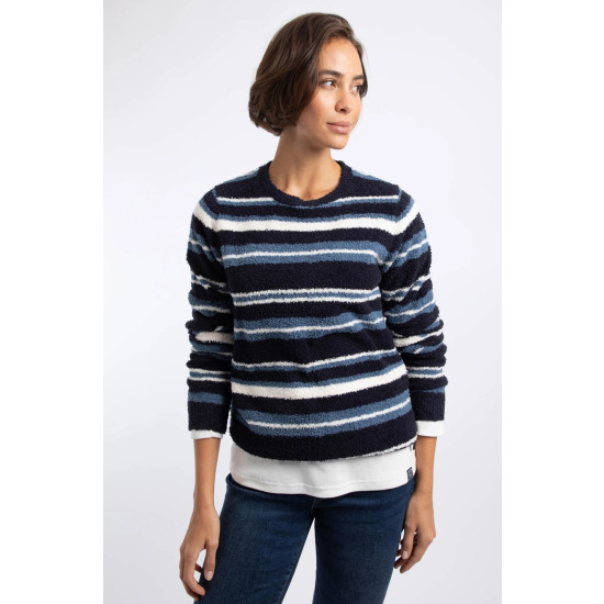 Wanda Cosy Knit Stripe Jumper- Ash Blue