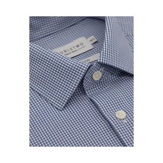 Double Two Blue Gingham L/S Shirt 