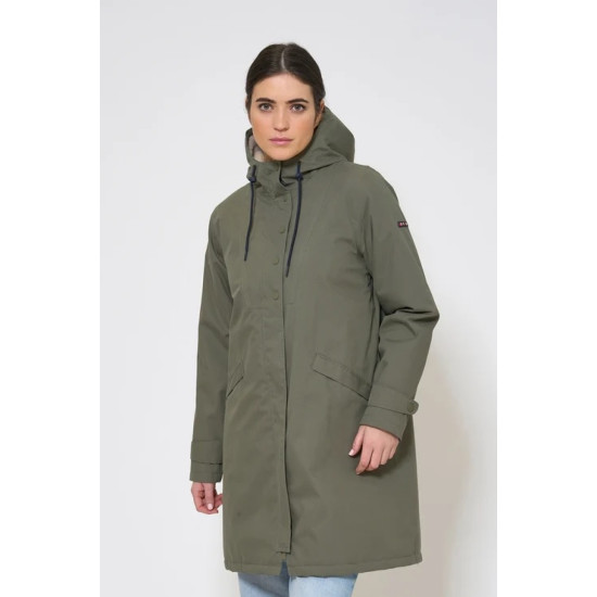 Waterproof Lined Hooded Coat- Dark Olive