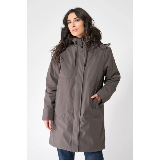 Waterproof Lined Hooded Coat- Charcoal