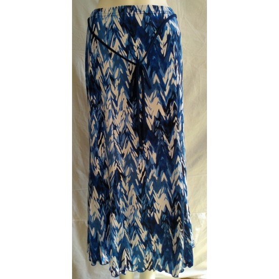 Wavy Print Skirt - Navy/White