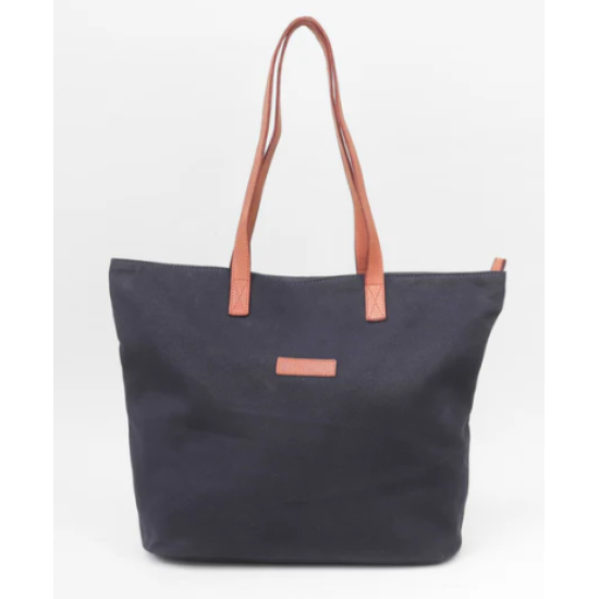 Waxed Canvas Tote Bag- Navy
