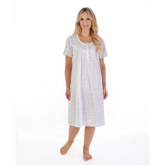 Woven Printed S/S Nightdress Blue