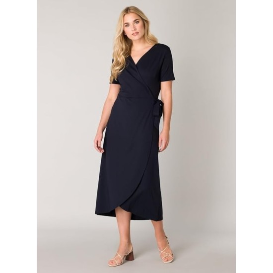 Yvie Midi Wrap Dress- Black